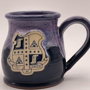 Phi Epsilon Pi Fraternity Pottery Mug Purple Black Handmade Ceramic Cup
